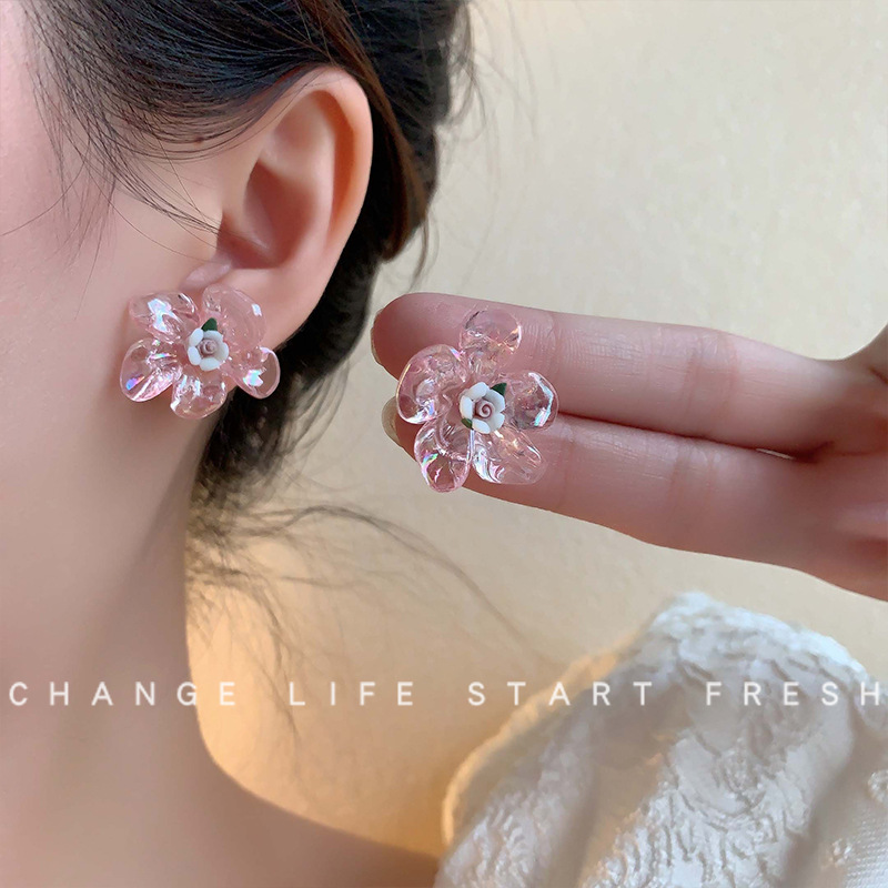 Super Fairy Flowers Earrings ~ Summer Mori Style Fresh New Earrings for Women Niche Design High-End Single