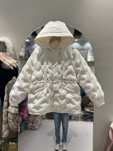 连帽套头女中长款羽绒服2023年冬新款韩版宽松收腰白鸭绒保暖外套
