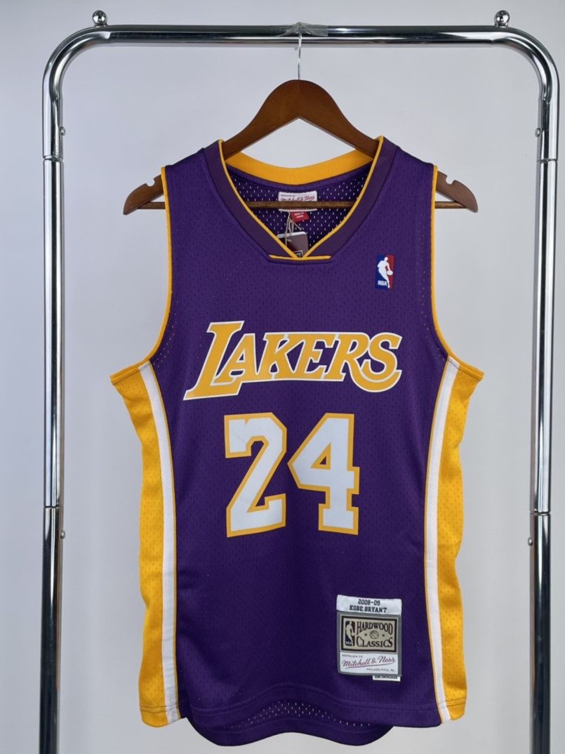 mn热压复古球衣sw 湖人队08/09赛季 v领 紫色色24号科比nba球衣
