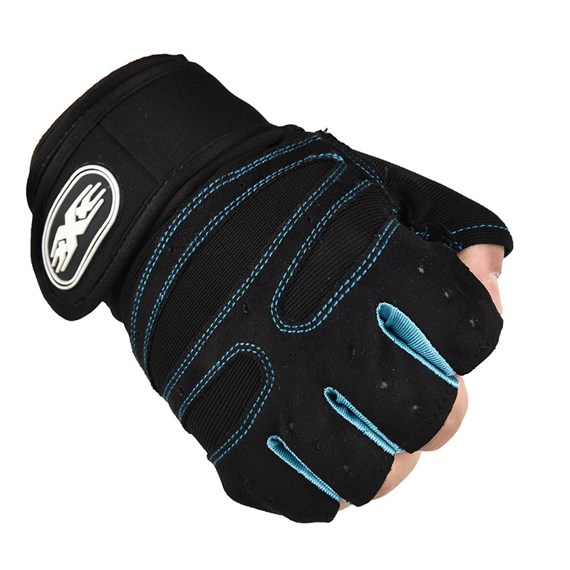 Fitness Gloves Half Finger Men and Women Non-Slip Breathable Summer Weightlifting Hand Guard Dumbbell Equipment Training Long Wristband Riding Gloves