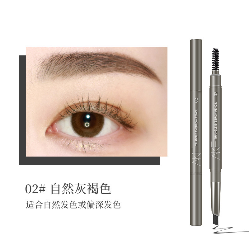 Akf Triangle Eyebrow Pencil Ultra-Fine Waterproof Sweat-Proof Long-Lasting Fadeless Not Smudge Ultra-Fine Pen Point Natural Beginner Female