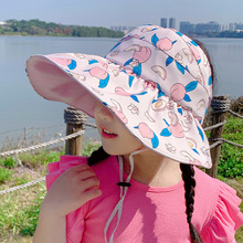 水果出游防晒儿童帽子女童夏天空顶帽防紫外线男宝宝防风遮太阳帽