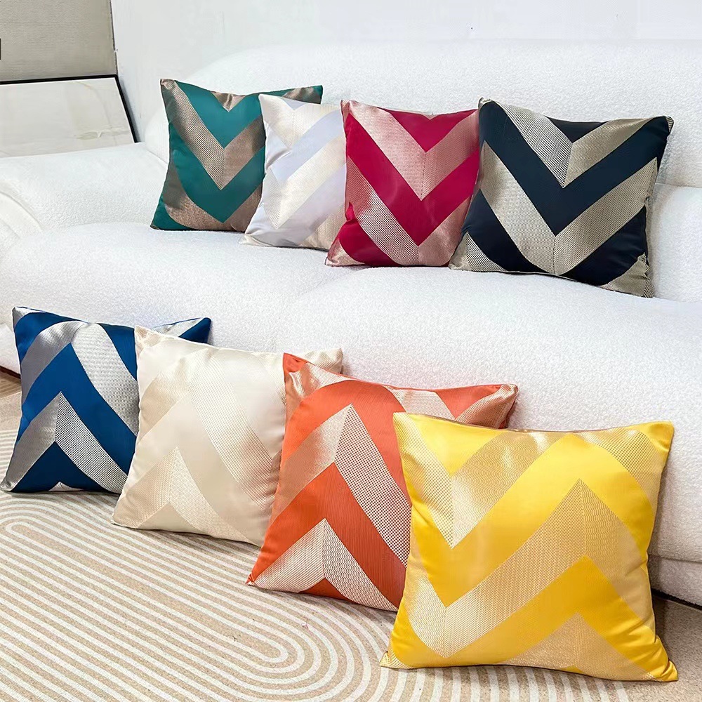 Entry Lux Pillow Large W Pattern Living Room Sofa Cushion Cover Lumbar Cushion Cover High Precision Jacquard New Chinese Pillow