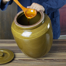 W1TR米缸陶瓷家用老式土陶猪油罐耐高温带盖防虫潮米桶黄色腌