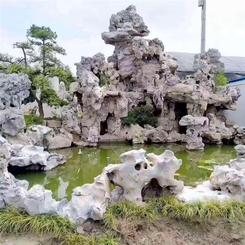 大小型流水假山制作施工灵璧石假山石景观石料驳岸工程施工