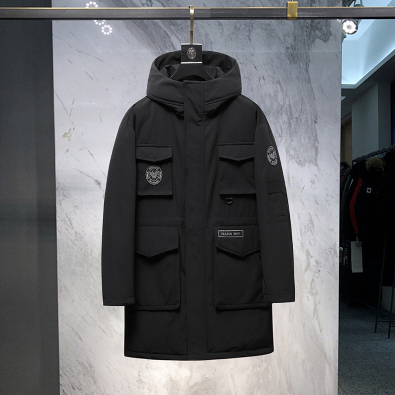 大鹅款中长款男工装多袋连帽保暖羽绒服男女高性价比抗寒保暖羽绒