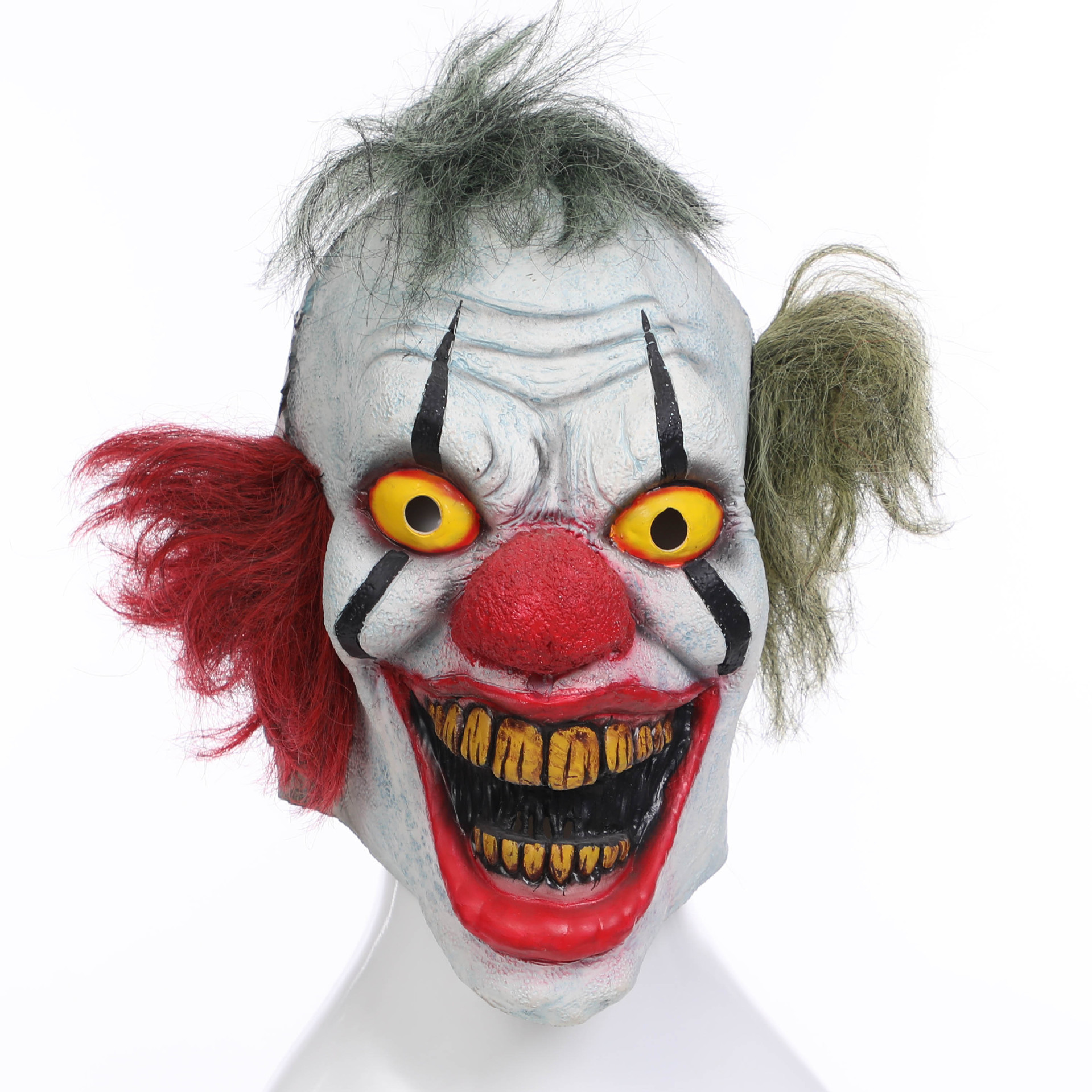 邪魅小丑面具红鼻子双脸万圣节圣诞节乳胶搞笑狂欢节头套面具