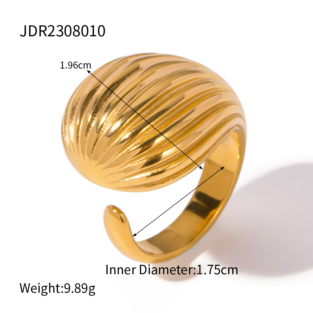 Advanced Design Sense 18K Gold Chubby Striped Water Drop Titanium Steel Earrings Ins Female All-Match Fashion Earrings Wholesale