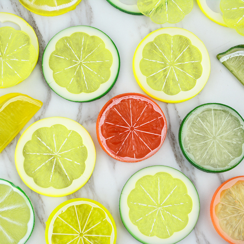 仿真柠檬片道具 假水果切片塑料西柚橙子块模型背景装饰摄影摆件