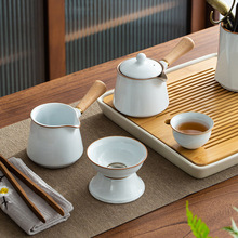日式瓷木把侧把家用茶滤简约功夫茶具手柄泡茶壶茶海单壶可定logo