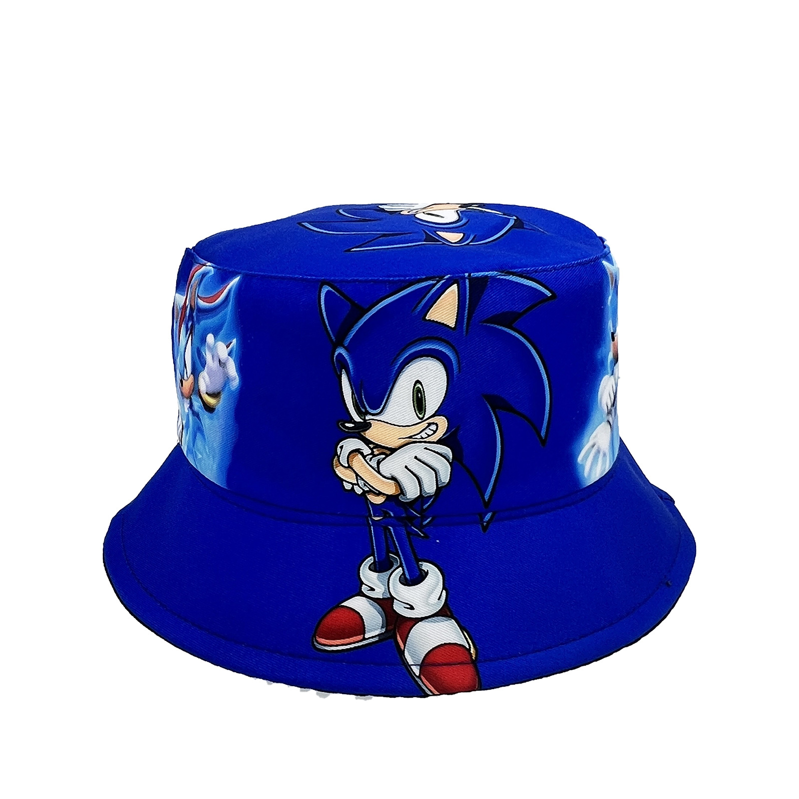 Cross-Border Children Sonic Print Bucket Hat Boys and Girls Anime Sonic the Hedgehog Hedgehog Bucket Hat Cartoon Sun Hat