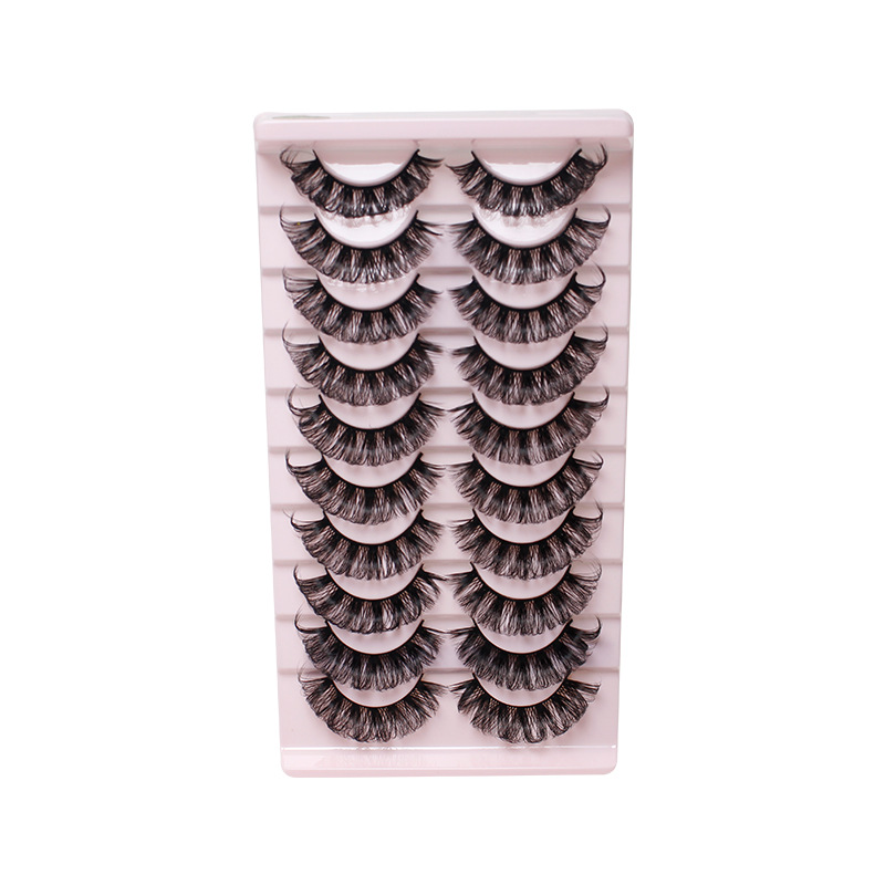 Dingsen False Eyelashes Factory Cross-Border Stable Supply 10 Pairs DD Warped Holiday Eyelashes Russian Volume Set