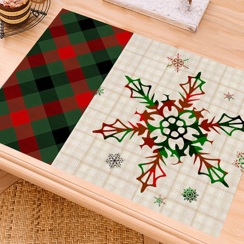 Christmas New Ornament Supplies Linen Placemat Creative Knitted Placemat Tablecloth Old People Letter Placemat