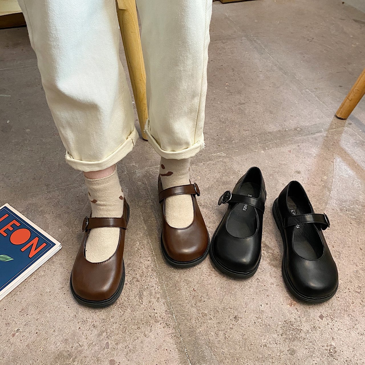 2021春季新款复古大头鞋女式玛丽珍鞋浅口英伦风学生小皮鞋女单鞋