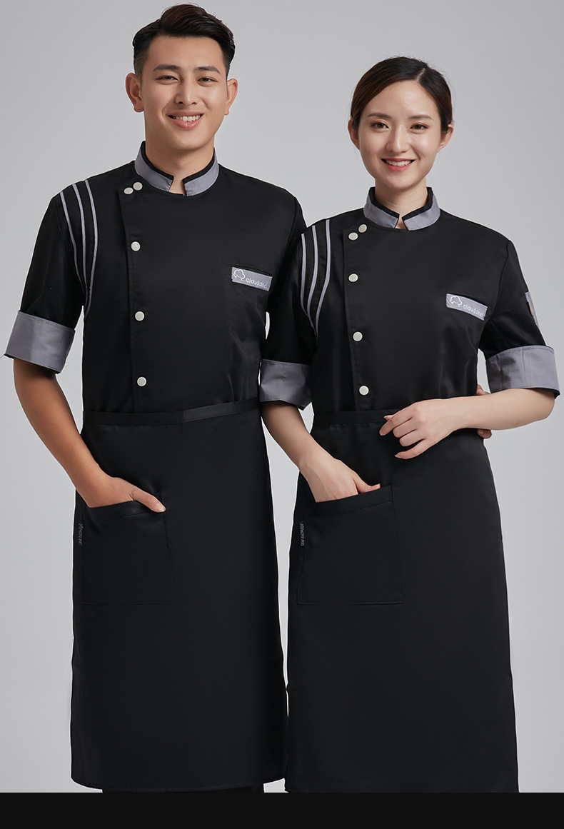 批发现货供应厨师服七分袖秋冬装学校食堂工作服上衣餐饮后厨大码