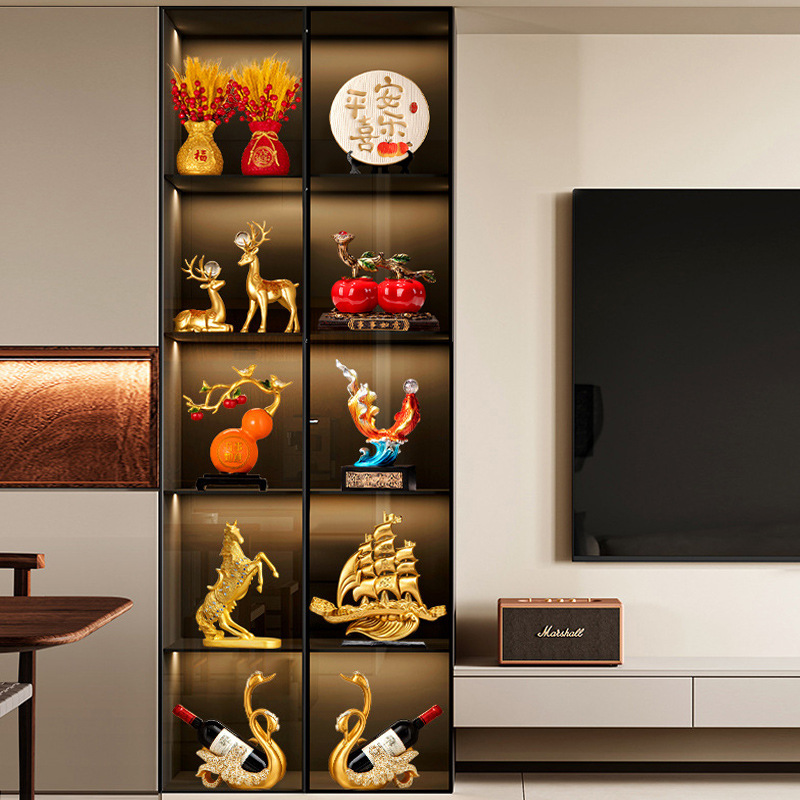 neo chinese style ornaments zen high-end hallway living room wine cabinet soft home decoration model room antique shelf crafts