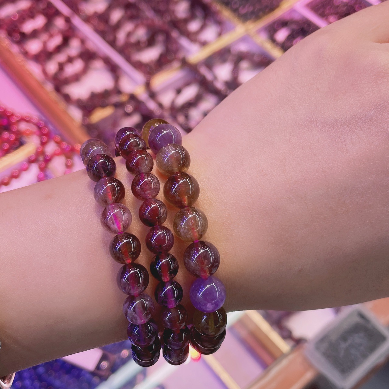 天然水晶极光23单圈手链手串男女情侣同款饰品过节送礼佳品