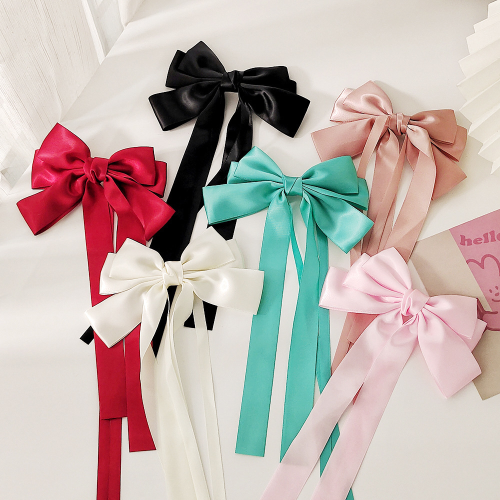 韩版潮流双层蝴蝶结尖嘴夹小仙女甜美气质飘带发夹后脑勺布艺发饰