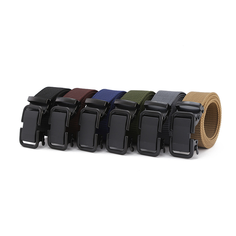 men‘s leather belt batch imitation nylon hair iron toothless automatic buckle belt quick-drying breathable leisure stall night market