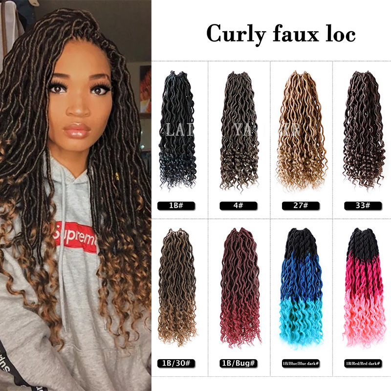 european and american wigs are twisted on the upper and lower tube tube， african dirty braid twisted braid hollow braid faux locs goddess
