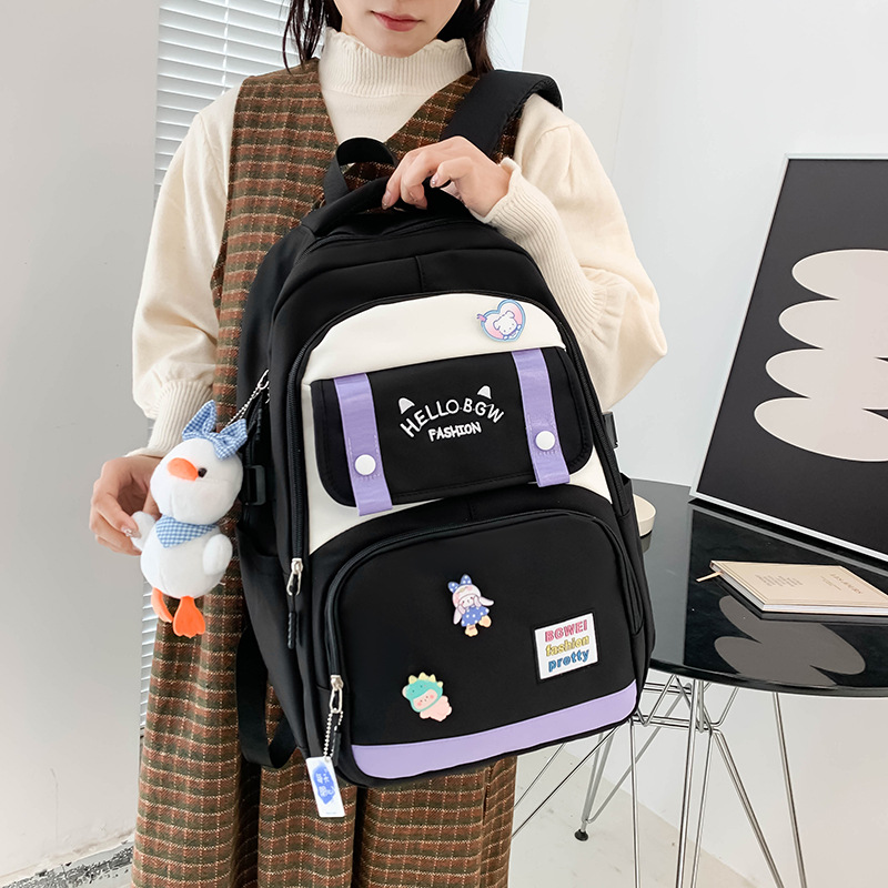 Mori Style Fresh Girls Backpack Japanese University Style Middle School Student Schoolbag New Trendy Casual Contrast Color Backpack