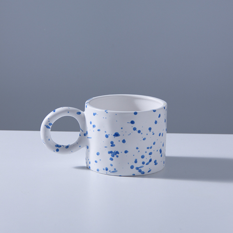 Nordic Klein Blue Milk Hand-Pinching Irregular Big Ears Ceramic Ins Couple Coffee Net Red Mug