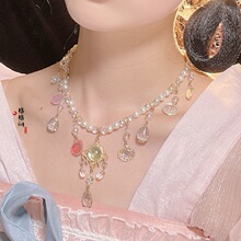 [玥清弦]手工古风天然多宝岫玉珍珠流苏软璎珞项圈汉服项链_阿里巴巴