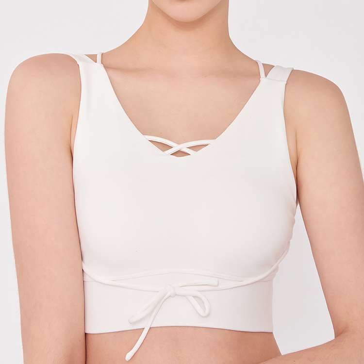 New European and American Style Yoga White Beauty Back Exercise Bra Women's Foreign Trade Sling Traceless Vest