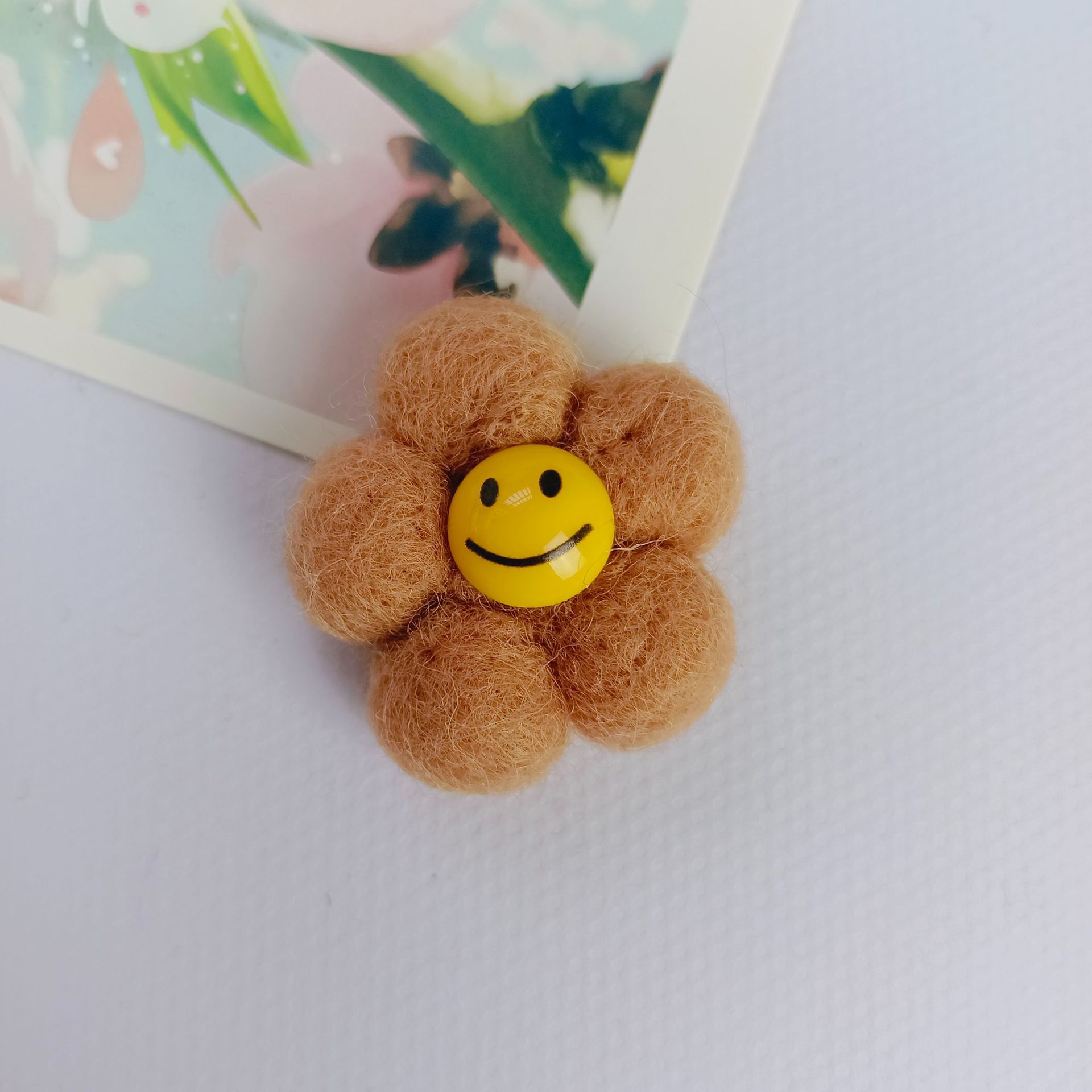羊毛毡花朵 儿童发夹材料 甜美公主笑脸花头饰辅料 服装搭配球花