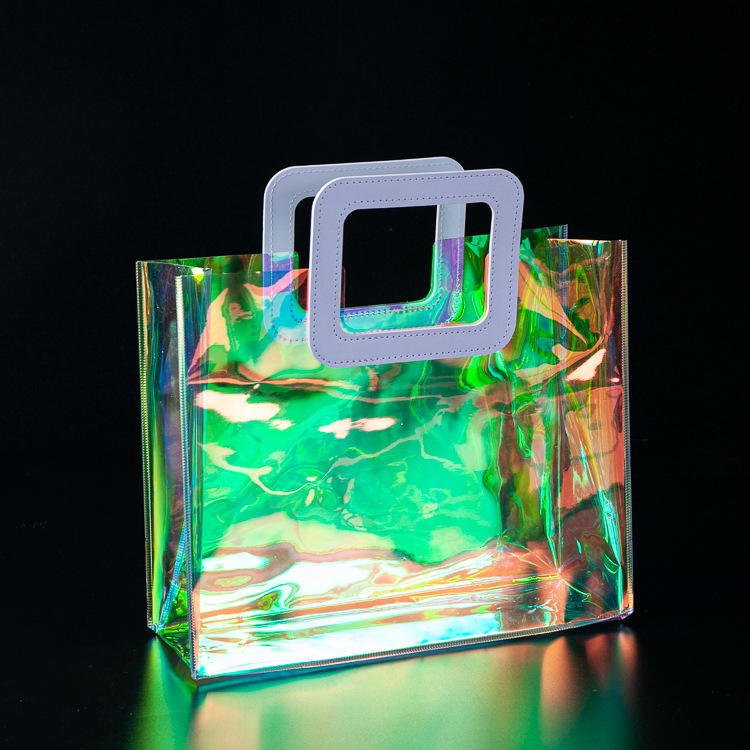 厂家定制pvc镭射手提袋塑料礼品袋化妆品包装袋定做网红购物袋