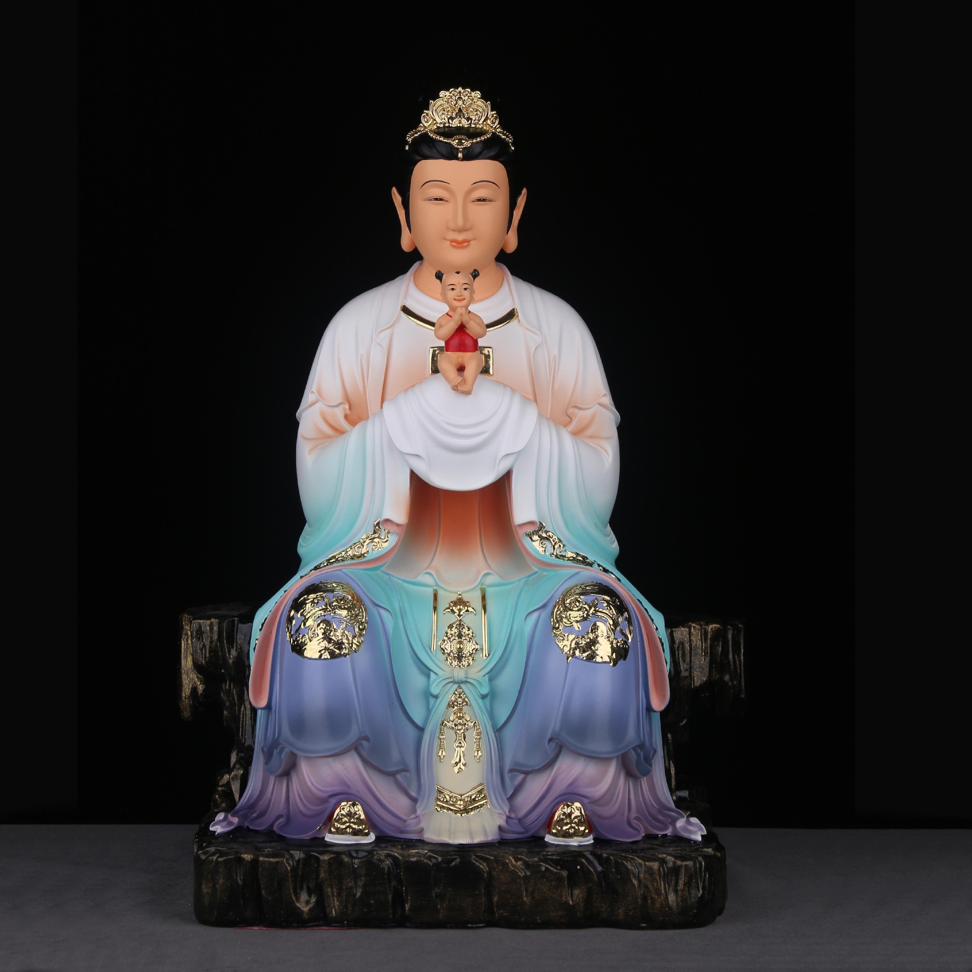 送子娘娘神像注生娘娘供奉临水夫人佛像求子奶奶摆件陈靖姑像佛堂