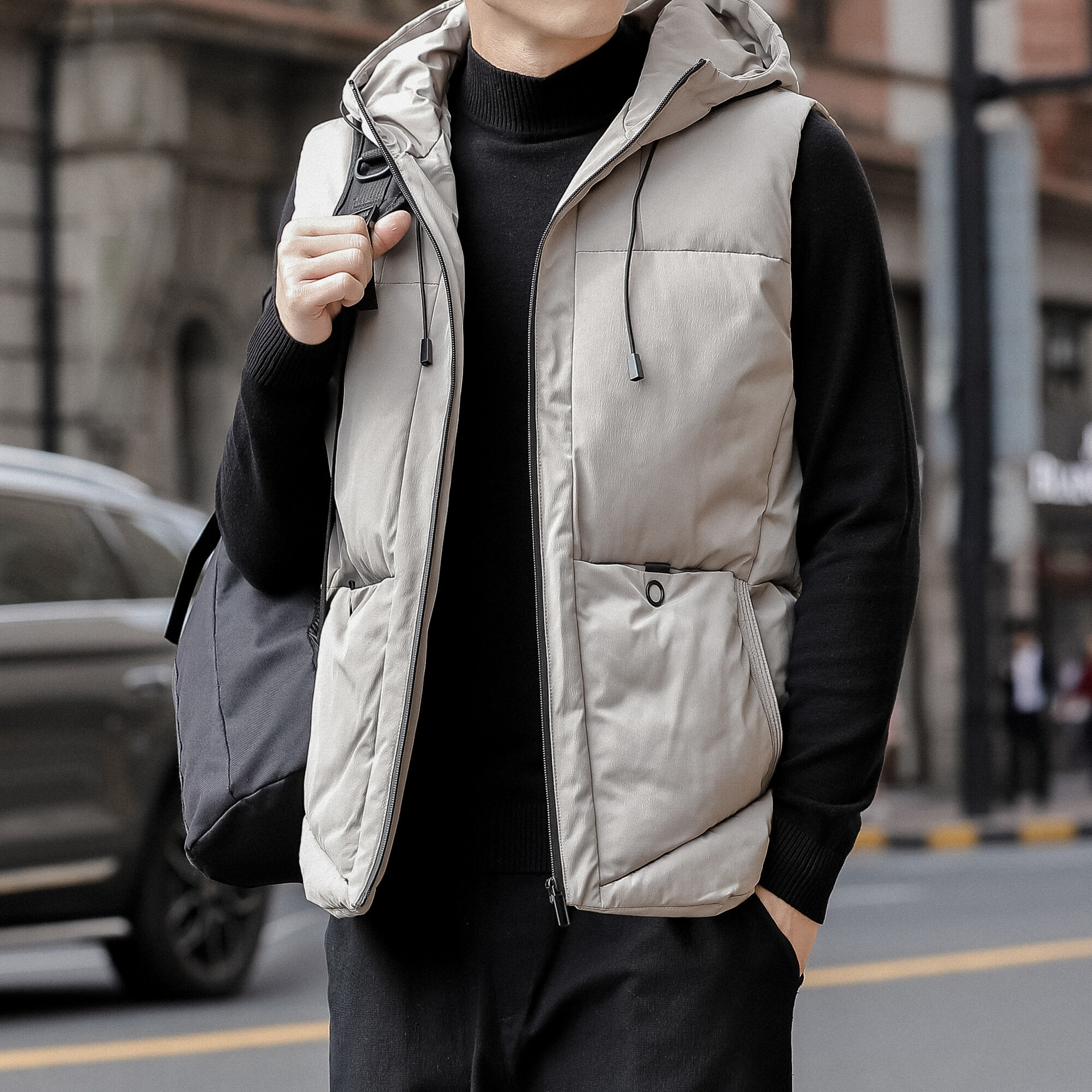 男士马甲冬季男装棉衣青年大码外穿背心韩版修身连帽休闲冬装外套