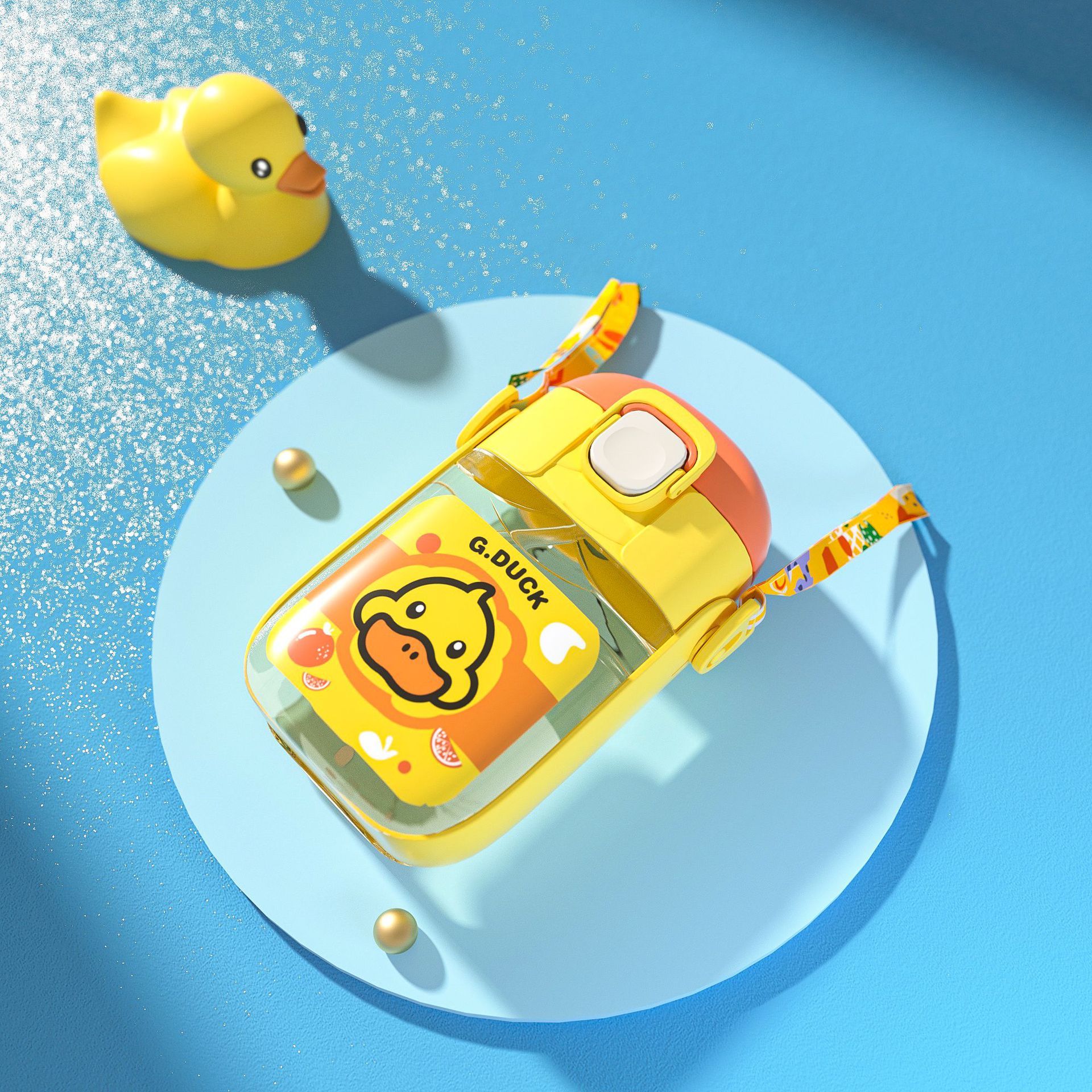 哈罗小黄鸭水杯 tritan儿童吸管杯防漏防摔 正品小黄鸭批发-阿里巴巴