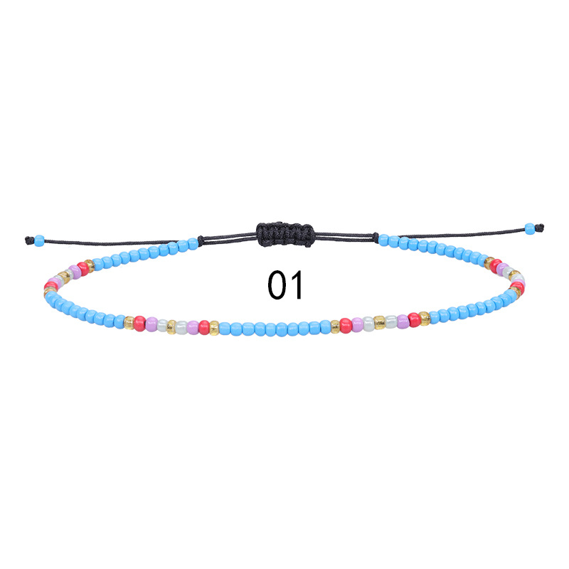 Amazon Hot Sale Color Bead Braided Anklet Summer Seaside Beach Surfing Foot Ornaments Factory in Stock