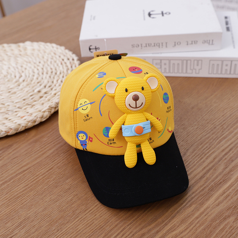 Children's Peaked Cap Spring and Autumn Thin Cartoon Bear Shape Boys' Sun Hat Korean Style Baby Girl Cute Baseball