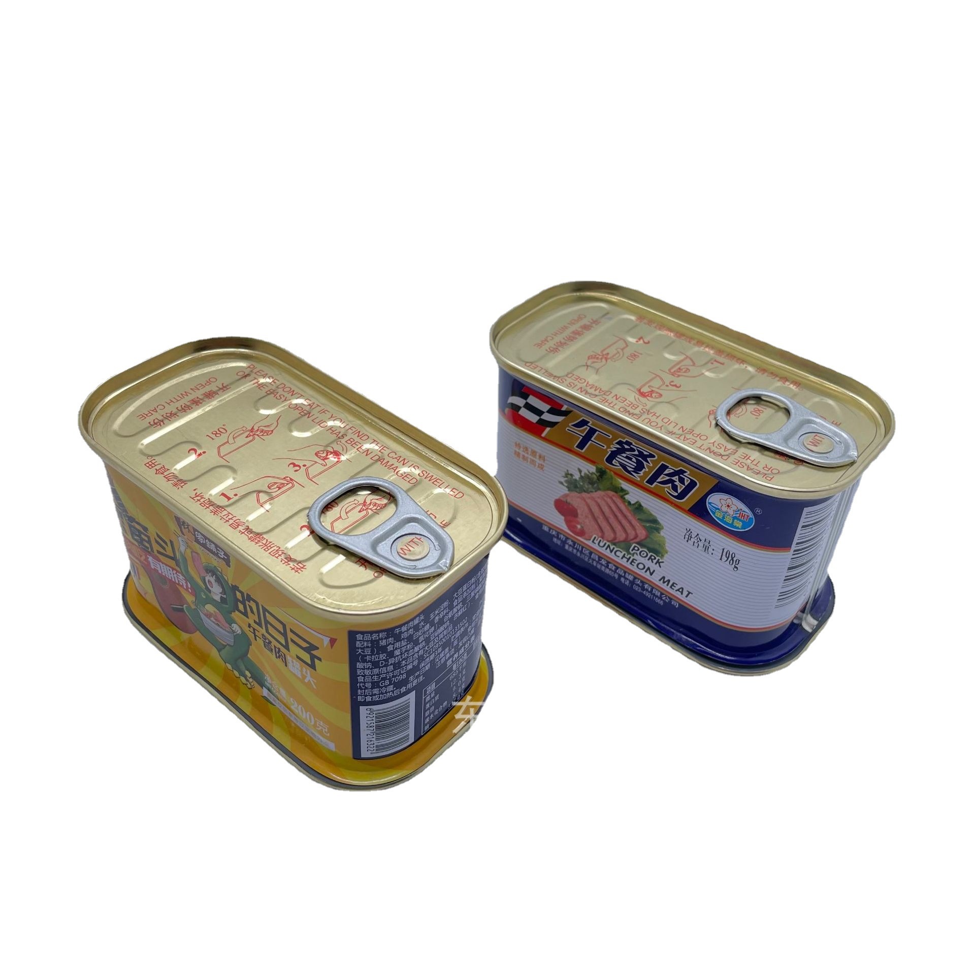 源工厂直销 方形306#扩颈易拉罐 198g午餐肉罐头各类食品罐头包装