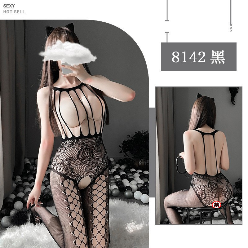 Fangyan Sexy Lingerie Women's Passion Temptation Tight Open Crotch Fishnet Clothes Free Transparent Three-Point Suit One Piece Dropshipping