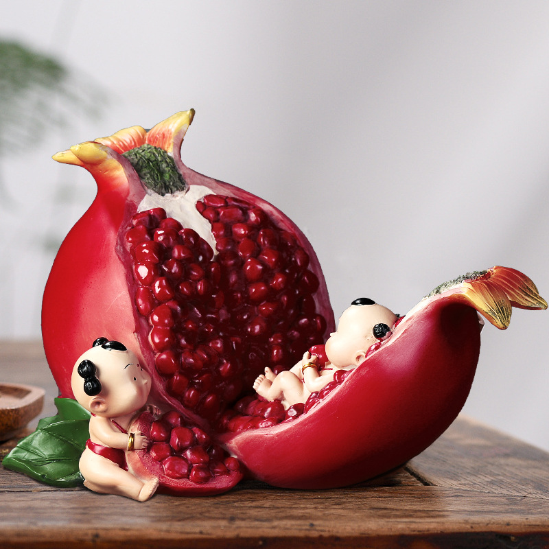 客厅中国风多子多福摆件石榴中式工艺品酒柜装饰品新婚礼物送新人