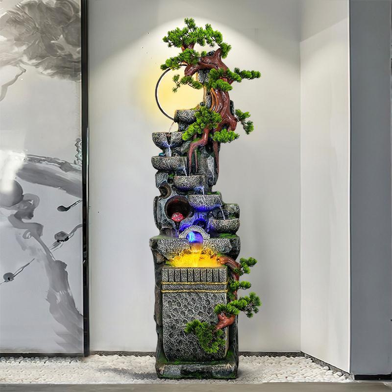 新中式流水喷泉摆件室内客厅茶厅现代装饰品山水景观水景落地摆设