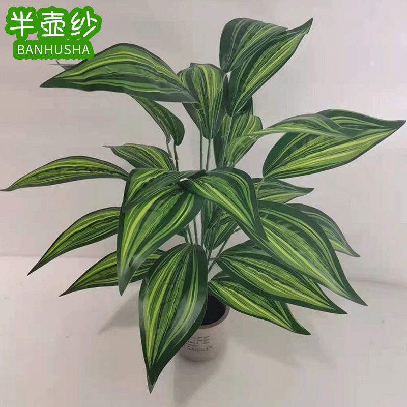 仿真植物虎皮兰盆栽 假花植物墙绿植装饰仿真虎皮兰 黄边过胶假叶
