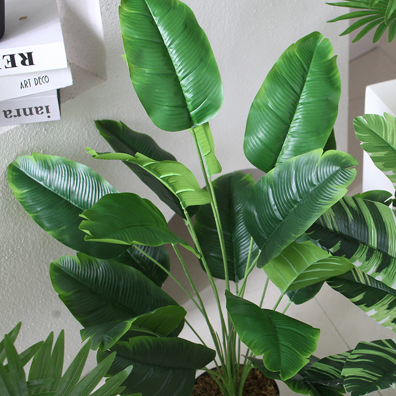 北欧风植物龟背竹盆栽芭蕉叶假绿植庭院摆件家居室内景观盆景