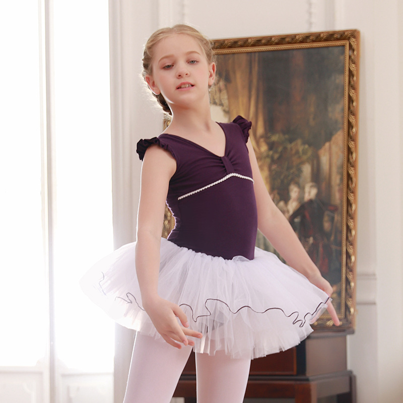 舞蹈服儿童女童春夏季短袖女童芭蕾裙蓬蓬裙舞蹈裙中国舞练功服