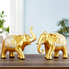 招财大象摆件一对创意家居客厅酒柜装饰品摆设办公室桌面轻奢嘉卓