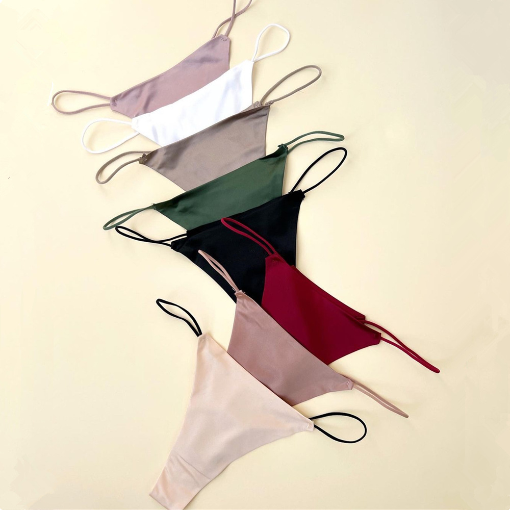 跨境无痕内裤性感细带环扣t裤少女健身内裤 一片式女士丁字内裤