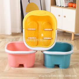 塑料泡脚桶四轮手提足浴桶批发家用按摩足浴盆大号洗脚盆礼品logo