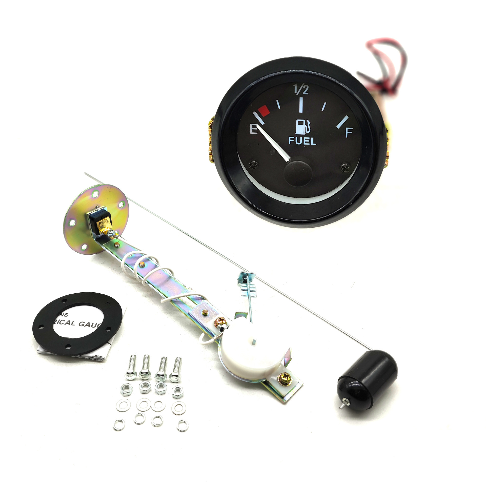 汽车改装仪表12V通用 52mm黑面指针 油量表带油浮子 油位表汽油表