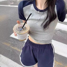 韩版宽松时尚减龄运动套装女夏季学生短袖短裤休闲跑步服两件套潮