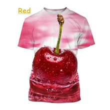 樱桃系列3D印花男式休闲短袖t恤 跨境新款男装T恤外贸货源