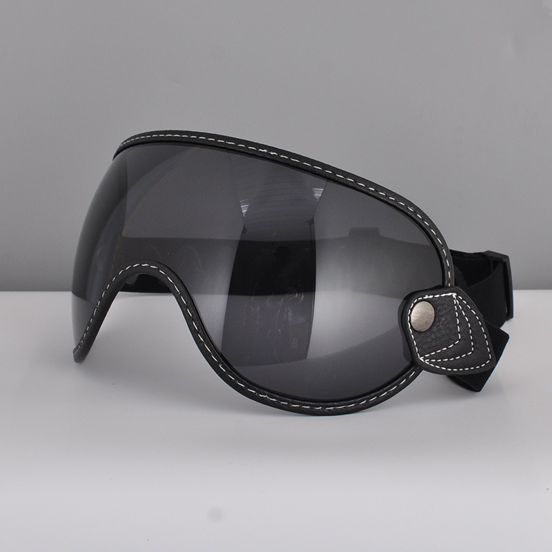 日夜通用绑带泡泡镜 3/4复古半盔全盔四季防雾护目镜头盔透明镜片