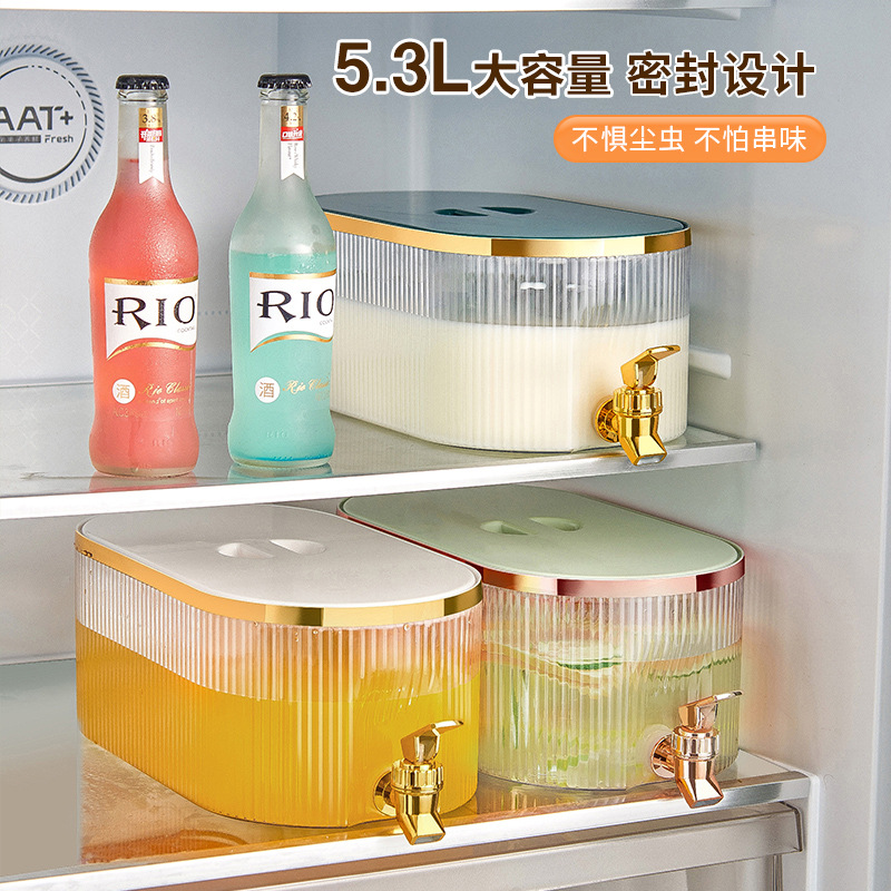 5.3L Refrigerator Cold Water Bottle with Faucet Water Pitcher Household rge Capacity Beverage Barrel Cooling Buet Juice Buet Iced Water Kettle